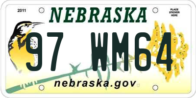 NE license plate 97WM64
