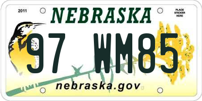 NE license plate 97WM85