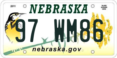 NE license plate 97WM86