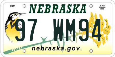 NE license plate 97WM94