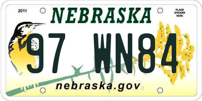 NE license plate 97WN84