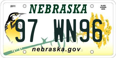 NE license plate 97WN96