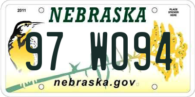 NE license plate 97WO94