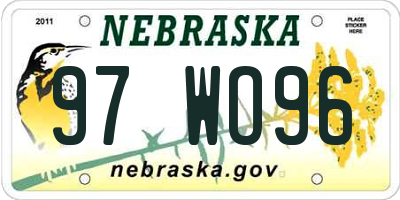 NE license plate 97WO96