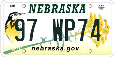 NE license plate 97WP74
