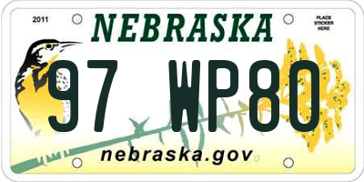 NE license plate 97WP80