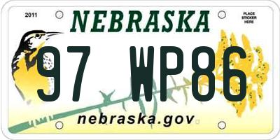 NE license plate 97WP86