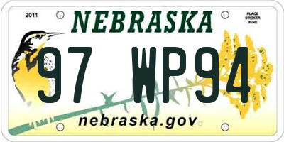 NE license plate 97WP94