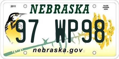 NE license plate 97WP98