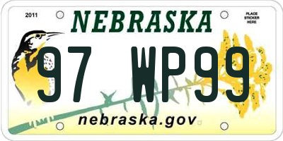 NE license plate 97WP99