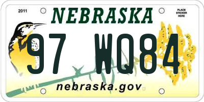 NE license plate 97WQ84