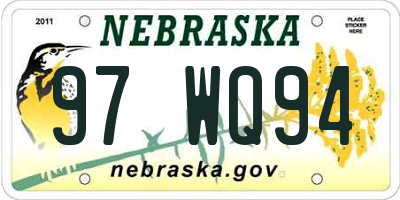 NE license plate 97WQ94