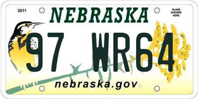 NE license plate 97WR64