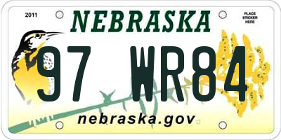 NE license plate 97WR84