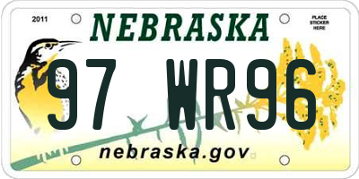 NE license plate 97WR96