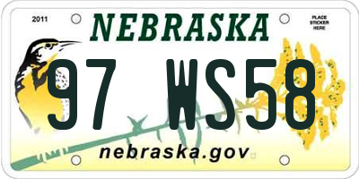 NE license plate 97WS58