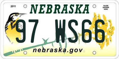 NE license plate 97WS66