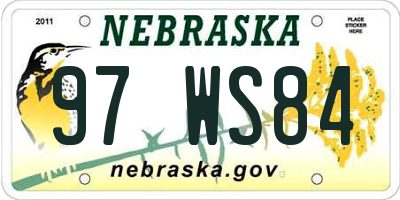 NE license plate 97WS84