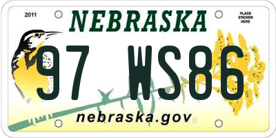 NE license plate 97WS86