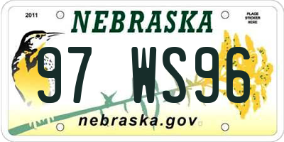 NE license plate 97WS96