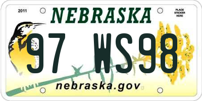 NE license plate 97WS98