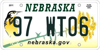 NE license plate 97WT06