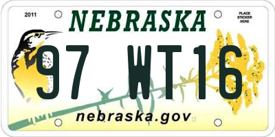 NE license plate 97WT16
