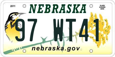 NE license plate 97WT41