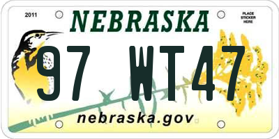 NE license plate 97WT47