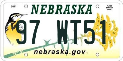 NE license plate 97WT51