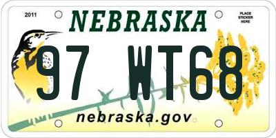 NE license plate 97WT68