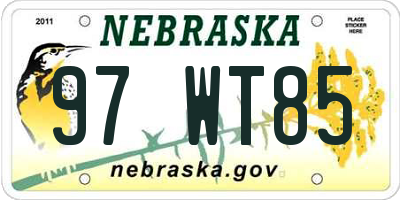 NE license plate 97WT85
