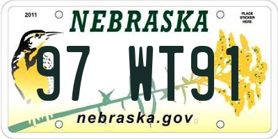NE license plate 97WT91