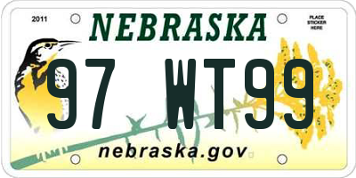 NE license plate 97WT99