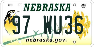 NE license plate 97WU36