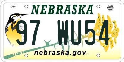 NE license plate 97WU54