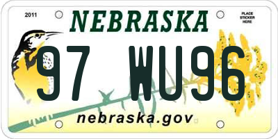 NE license plate 97WU96