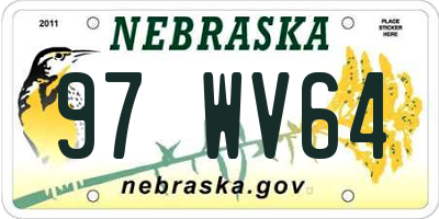 NE license plate 97WV64