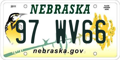 NE license plate 97WV66