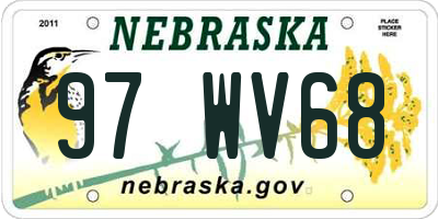 NE license plate 97WV68
