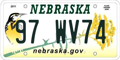 NE license plate 97WV74