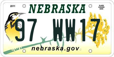NE license plate 97WW17