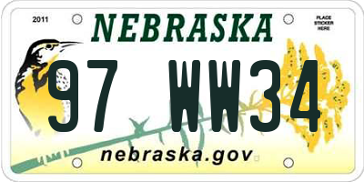 NE license plate 97WW34