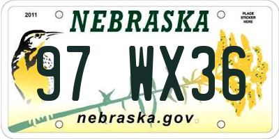 NE license plate 97WX36