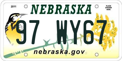 NE license plate 97WY67