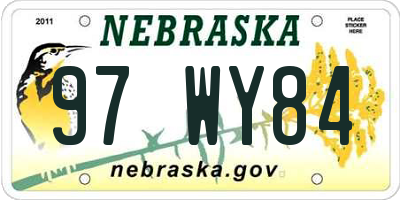 NE license plate 97WY84