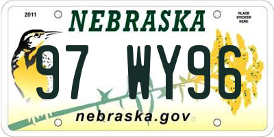 NE license plate 97WY96