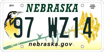 NE license plate 97WZ14