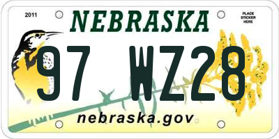 NE license plate 97WZ28