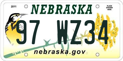NE license plate 97WZ34